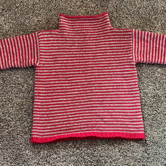NWOT Babaa jumper no6 striped wool sweater in ruby/natural - Picture 1 of 5
